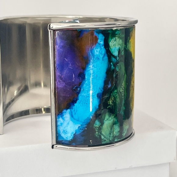 Abstract Rainbow Cuff Bracelet - Picture 10 of 12